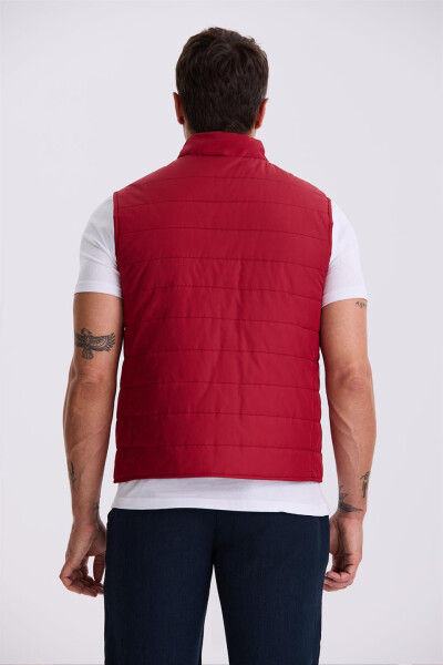 Red V-Neck Fiber Slim Fit Vest - 8