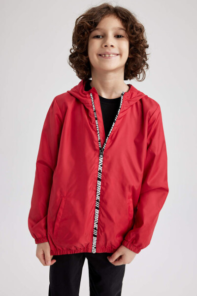 Red Waterproof Hooded Raincoat for Boys - 1