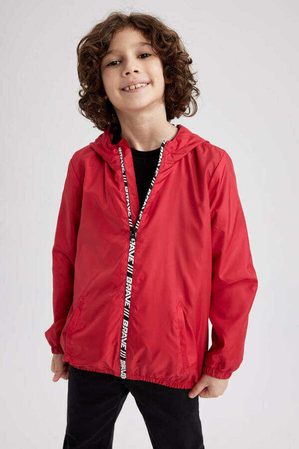 Red Waterproof Hooded Raincoat for Boys - 3