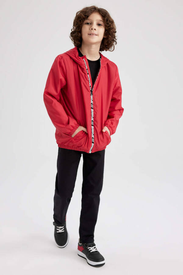 Red Waterproof Hooded Raincoat for Boys - 4