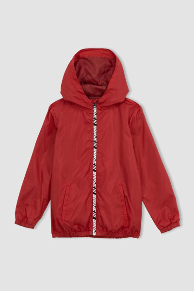 Red Waterproof Hooded Raincoat for Boys - 7