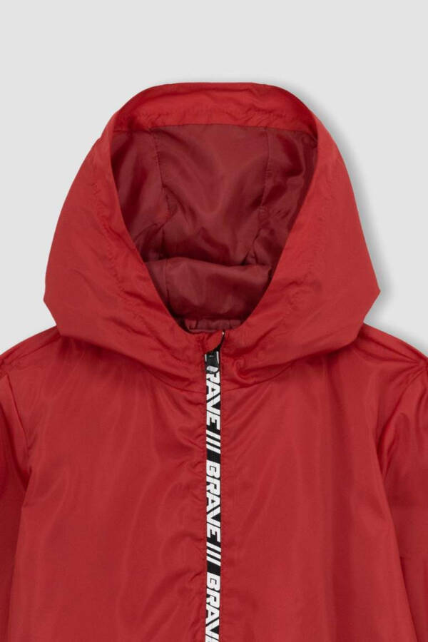 Red Waterproof Hooded Raincoat for Boys - 8