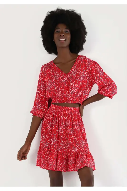 Red women's blouse - 4