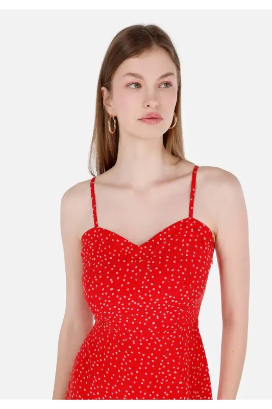 Red women's dress - 4