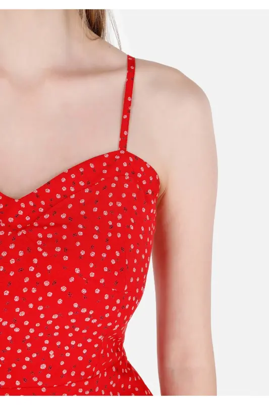 Red women's dress - 5