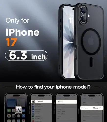 Red2Fire iPhone 17 uchun magnitli g‘ilof, (MagSafe bilan mos), (Harbiy standartlarga javob beradigan darajadagi zarbadan himoya) Yarim shaffof matli zarbga chidamli telefon g‘ilofi iPhone 17 6.3