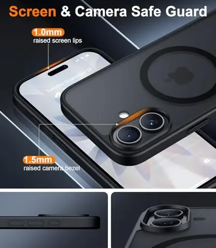 Red2Fire iPhone 17 uchun magnitli g‘ilof, (MagSafe bilan mos), (Harbiy standartlarga javob beradigan darajadagi zarbadan himoya) Yarim shaffof matli zarbga chidamli telefon g‘ilofi iPhone 17 6.3
