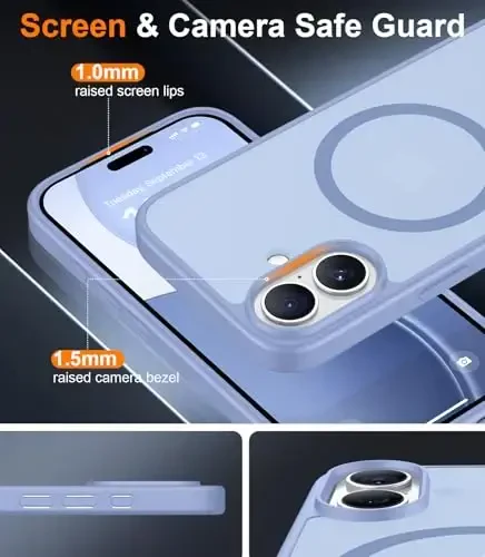 Red2Fire iPhone 17 uchun magnitli g‘ilof (MagSafe bilan mos), (harbiy standartlarga javob beradigan zarbadan himoya) yarim shaffof mat zarbaga chidamli telefon g‘ilofi iPhone 17 6.3