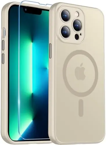Red2Fire Magnetic for iPhone 13 Pro Max Case,Upgraded Full Camera Protection,Compatible with Magsafe,Shockproof Protective Translucent Matte Phone Case for iPhone 13 Pro Max - Grey 