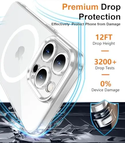 Red2Fire Magnetic for iPhone 15 Pro Case Clear,Upgraded Full Camera Protection,Compatible with Magsafe,Anti-Yellowing Shockproof Protective Phone Case for iPhone 15 Pro - Clear - 5