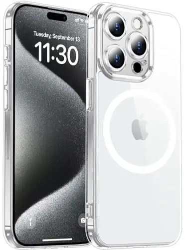 Red2Fire Magnetic for iPhone 15 Pro Case Clear,Upgraded Full Camera Protection,Compatible with Magsafe,Anti-Yellowing Shockproof Protective Phone Case for iPhone 15 Pro - Clear - 1