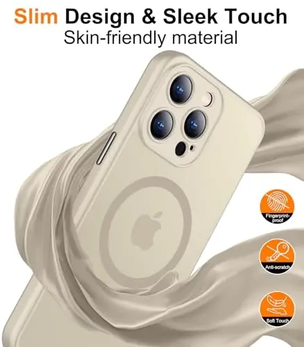 Red2Fire Magnetic for iPhone 15 Pro Case,Upgraded Full Camera Protection,Compatible with Magsafe,Shockproof Protective Translucent Matte Phone Case for iPhone 15 Pro - Grey - 6