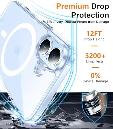 Red2Fire Magnetic for iPhone 17 Case Clear, [Compatible with Magsafe][Anti-Yellowing] Shockproof Slim Phone Case for iPhone 17, Clear - 4