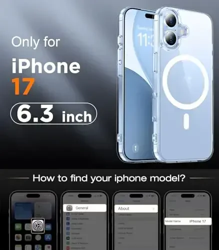 Red2Fire Magnetic for iPhone 17 Case Clear, [Magsafe bilan mos][Sarg'ayishga qarshi] Zarba o'tkazmaydigan ingichka telefon qutisi iPhone 17 uchun, Shaffof - 2