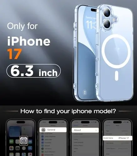 Red2Fire Magnetic for iPhone 17 Case Clear, [Magsafe bilan mos][Sarg'ayishga qarshi] Zarba o'tkazmaydigan ingichka telefon qutisi iPhone 17 uchun, Shaffof - RED2FIRE (1)