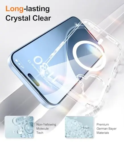 Red2Fire Magnetic for iPhone 17 Case Clear, [Magsafe bilan mos][Sarg'ayishga qarshi] Zarba o'tkazmaydigan ingichka telefon qutisi iPhone 17 uchun, Shaffof - 5