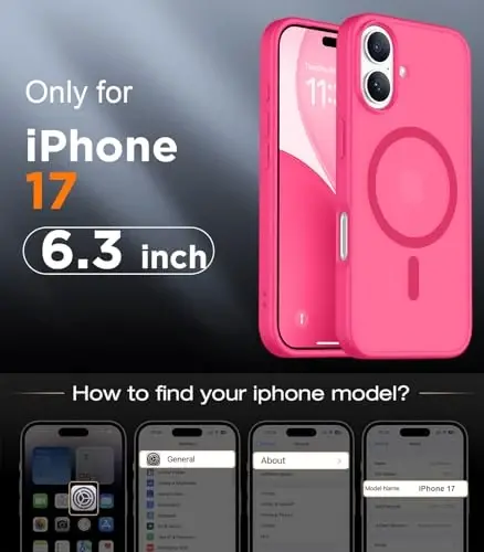 Red2Fire Magnetic for iPhone 17 Case, (Compatible with MagSafe) (Military Grade Drop Protection) Translucent Matte Shockproof Phone Case for iPhone 17 6.3