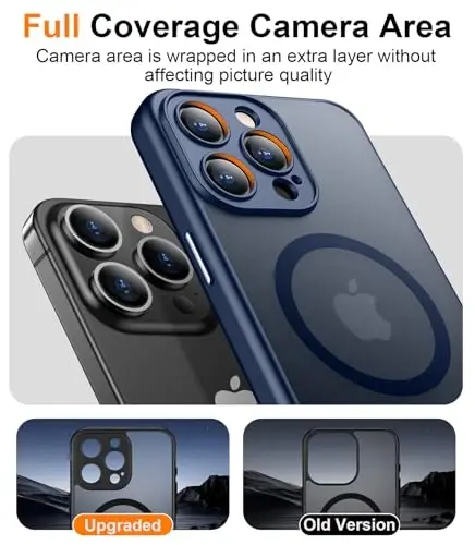 Red2Fire Магнитный чехол для iPhone 15 Pro, усиленная защита всей камеры, совместим с Magsafe, ударопрочный защитный полупрозрачный матовый чехол для iPhone 15 Pro - Морской синий - 5