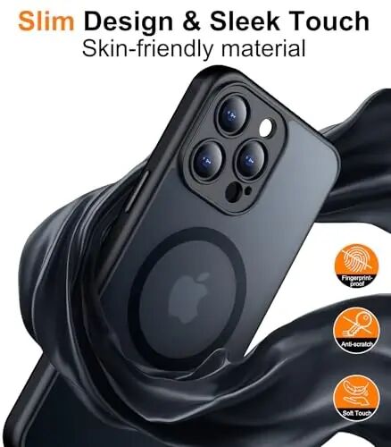 Red2Fire Magnetic for iPhone 13 Pro Max Case,Upgraded Full Camera Protection,Compatible with Magsafe,Shockproof Protective Translucent Matte Phone Case for iPhone 13 Pro Max - Black - 6