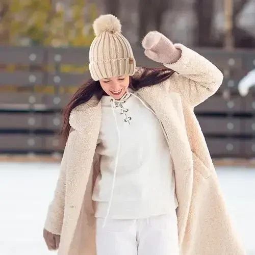 REDESS Ayollar Qishki Trikotaj Shapka Issiq Jun Qoplamali Pompom Qalpog'i Qalin Shirali Qor Trikotaj Bosh Suyagi Ski Qalpog'i - 7