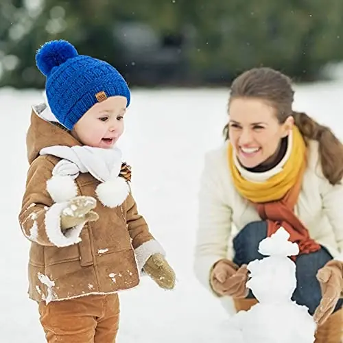 REDESS Baby Kids Winter Warm Hats, Infant Toddler Children Pom Pom Beanie Knit Cap Girls Boys - 6
