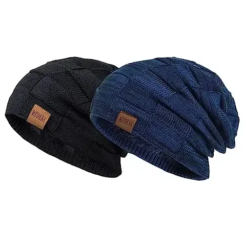 REDESS Beanie Hat for Men and Women Winter Warm Hats Knit Slouchy Thick Skull Cap - 1
