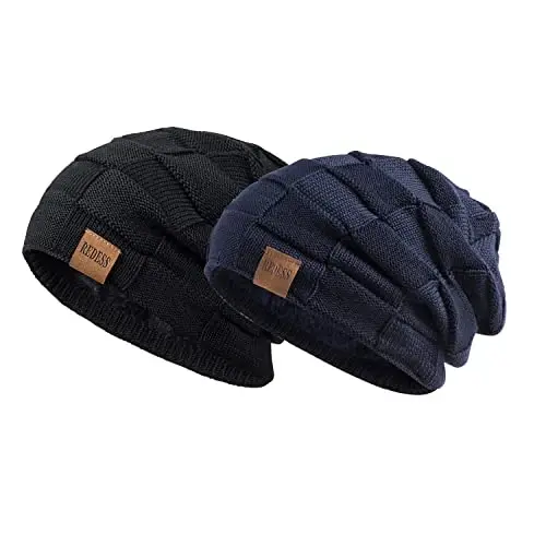 REDESS Beanie Hat for Men and Women Winter Warm Hats Knit Slouchy Thick Skull Cap - 1