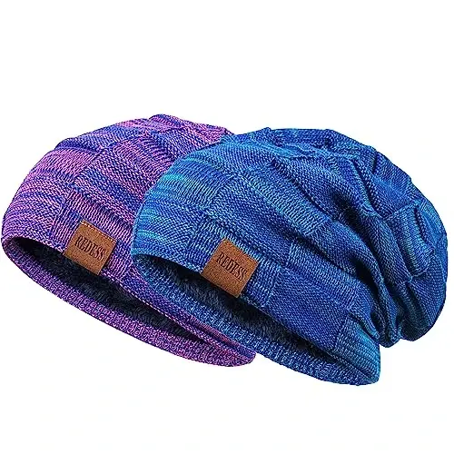 REDESS Beanie Hat for Men and Women Winter Warm Hats Knit Slouchy Thick Skull Cap - 1