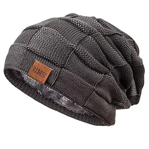 REDESS Beanie Hat for Men and Women Winter Warm Hats Knit Slouchy Thick Skull Cap - REDESS