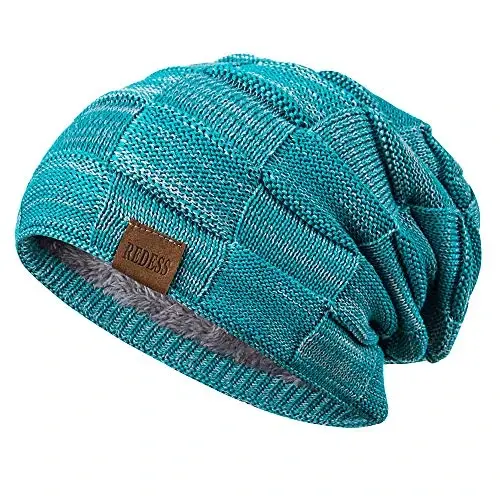 REDESS Beanie Hat for Men and Women Winter Warm Hats Knit Slouchy Thick Skull Cap - REDESS