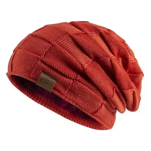 REDESS Beanie Hat for Men and Women Winter Warm Hats Knit Slouchy Thick Skull Cap - 1