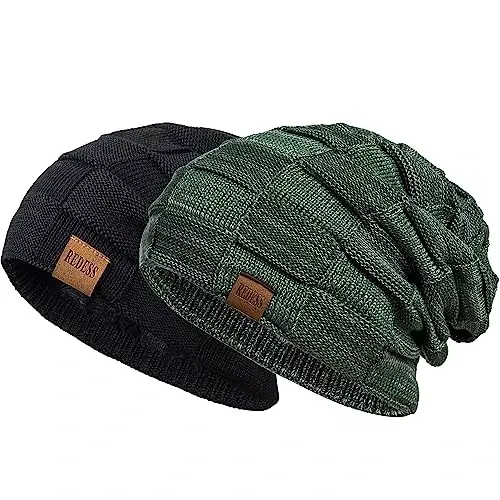 REDESS Beanie Hat for Men and Women Winter Warm Hats Knit Slouchy Thick Skull Cap - 1