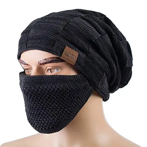 REDESS Beanie Hat for Men and Women Winter Warm Hats Knit Slouchy Thick Skull Cap with Face Cover - REDESS (1)