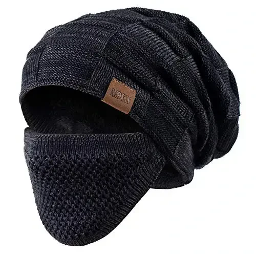 REDESS Beanie Hat for Men and Women Winter Warm Hats Knit Slouchy Thick Skull Cap with Face Cover - REDESS
