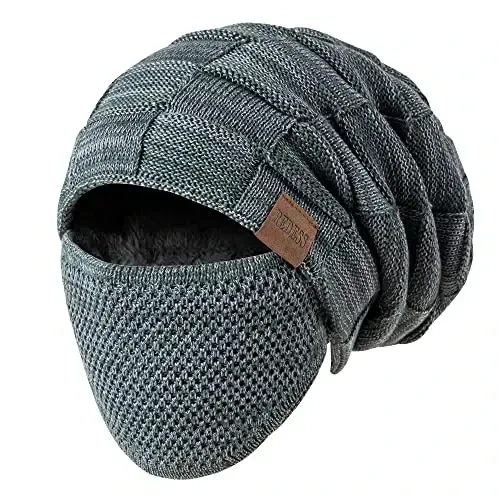 REDESS Beanie Hat for Men and Women Winter Warm Hats Knit Slouchy Thick Skull Cap with Face Cover 