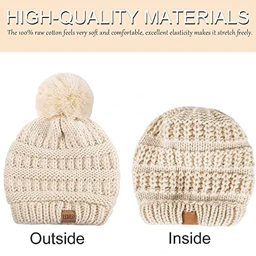 REDESS Bebek Çocuk Kışlık Sıcak Şapkalar, Bebek Yürüme Çağındaki Çocuklar Ponponlu Bere Örme Şapka Kız Erkek - 3