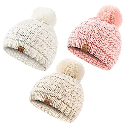 REDESS Baby Kids Winter Warm Hats, Infant Toddler Children Pom Pom Beanie Knit Cap Girls Boys 