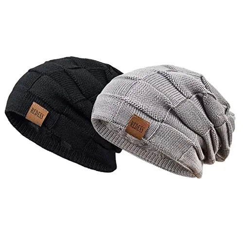 REDESS Erkaklar va ayollar uchun qishki iliq shapkalar Beanie trikotaj qalin bosh suyagi qopqog'i - 1