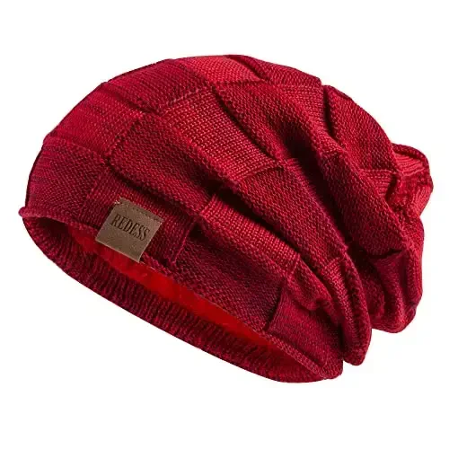 REDESS Erkaklar va ayollar uchun qishki iliq shapkalar Triko Slouchy Thick Skull Cap - 1