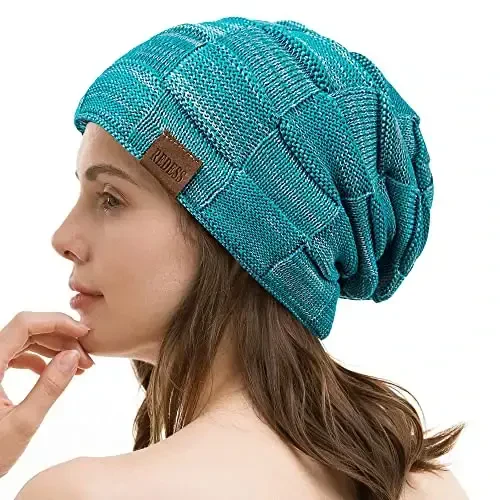 REDESS Erkaklar va ayollar uchun qishki iliq shapkalar Triko Slouchy Thick Skull Cap - 6