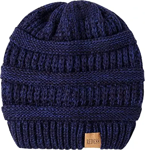 REDESS Erkaklar va ayollar uchun qishki issiq katta hajmli kabel trikotaj qalpoq uchun Slouchy Beanie shlyapa - 4