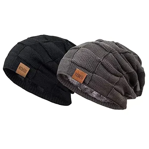 REDESS Erkaklar va Ayollar uchun Qishki Issiq Shlyapalar Trikotaj Qalin Bosh Suyagi Shapka Beanie - 1