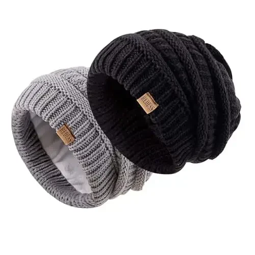 REDESS Erkaklar va ayollar uchun slouchy beanie shapka Qishki iliq katta hajmli yumshoq o'ralgan trikotaj shapka - 2