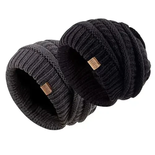 REDESS Erkaklar va ayollar uchun slouchy beanie shapka Qishki issiq katta hajmli kabel trikotaj shapka - 2