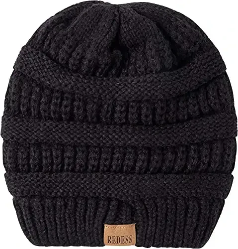 REDESS Erkaklar va ayollar uchun slouchy beanie shapka Qishki issiq katta hajmli kabel trikotaj shapka - 4