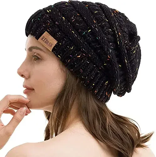 REDESS Erkaklar va ayollar uchun slouchy beanie shapka Qishki issiq katta hajmli yumshoq o'ralgan trikotaj shapka - 1