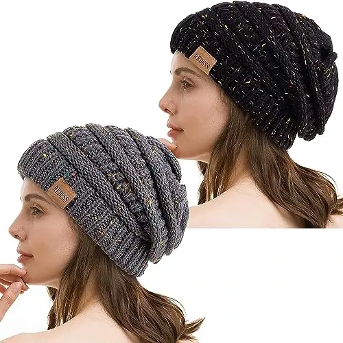 REDESS Erkaklar va ayollar uchun slouchy beanie shlyapa Qishki issiq katta hajmli yumshoq kabel trikotaj shapka - 1