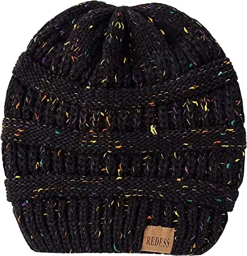 REDESS Erkaklar va ayollar uchun slouchy beanie shlyapa Qishki issiq katta hajmli yumshoq kabel trikotaj shapka - 4