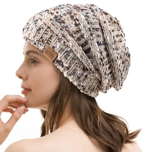 REDESS Erkaklar va ayollar uchun slouchy beanie shlyapa Qishki issiq katta hajmli yumshoq kabel trikotaj shapka - 1