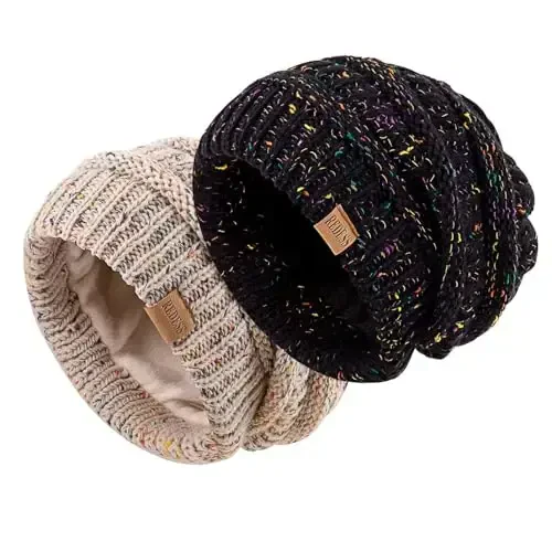REDESS Erkaklar va ayollar uchun slouchy beanie shlyapa Qishki issiq katta hajmli yumshoq o'ralgan trikotaj shapka - MODAZONE (1)